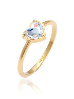 Ring Herz Verlobung Kristalle 925 Silber Elli Gold