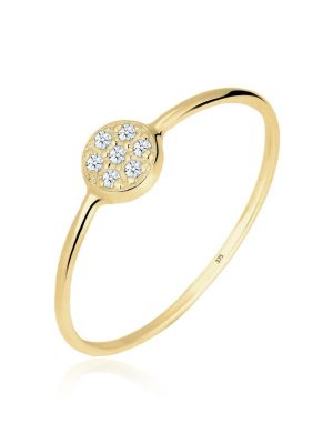 Ring Kreis Scheibe Diamant 0.035 Ct. 375 Gelbgold Elli DIAMONDS Weiß