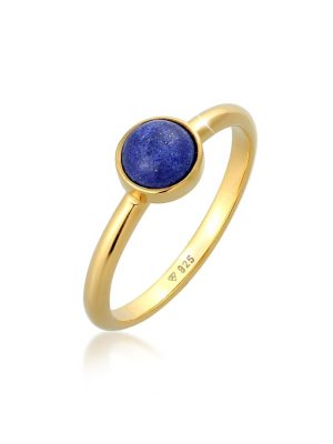 Ring Lapis Lazuli Edelstein Solitär 925 Silber Elli Premium Gold