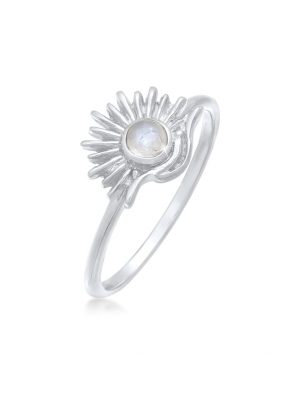 Ring Mondstein Sonne Astro Boho Style 925 Silber Elli Silber