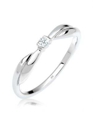 Ring Schleife Verlobung Diamant 0.03 Ct. 925 Silber Elli DIAMONDS Weiß
