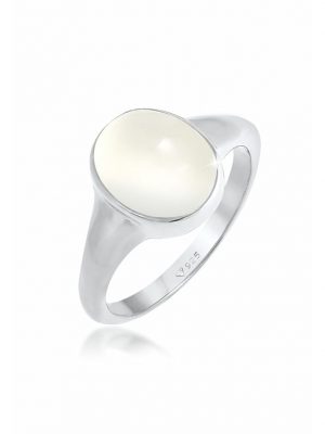 Ring Siegelring Mondstein Oval 925 Silber Elli Silber
