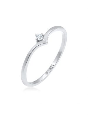 Ring Solitär Diamant (0.03 Ct.) V-Form 925 Silber Elli DIAMONDS Silber