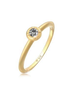 Ring Solitär Diamant Salt Pepper (0.05 Ct.) 925 Silber Elli DIAMONDS Gold