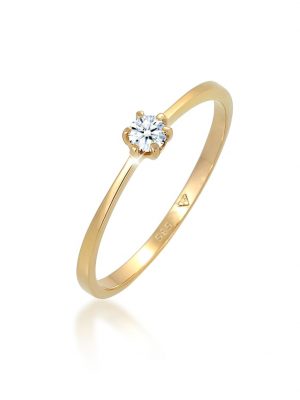 Ring Solitär Verlobung Diamant 0.11 Ct. 585 Gelbgold Elli DIAMONDS Weiß