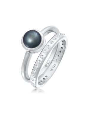 Ring Süßwasserperle Eternity Zirkonia 2Er Set 925 Nenalina Silber