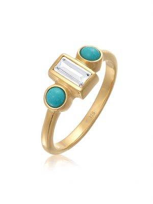 Ring Topas Howlith Türkis Verlobung 925 Silber Rhodiniert Elli Premium Gold