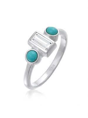 Ring Topas Howlith Türkis Verlobung 925 Silber Rhodiniert Elli Premium Silber