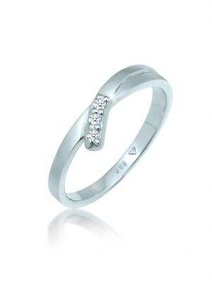 Ring Trio Verlobung Diamant (0.04 Ct.) 585 Weißgold Elli DIAMONDS Silber