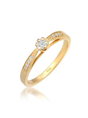 Ring Verlobung Diamant (0.085 Ct.) Blume 585 Gelbgold Elli DIAMONDS Gold