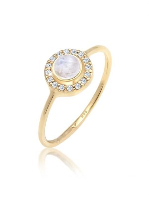 Ring Verlobung Mondstein Diamant (0,08 Ct) 585 Gelbgold Elli DIAMONDS Gold