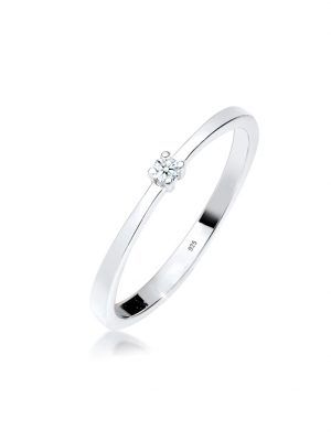 Ring Verlobung Solitär Diamant (0.03 Ct.) 925 Silber Elli DIAMONDS Weiß
