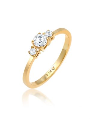 Ring Verlobung Zirkonia Kristalle 925 Sterling Silber Elli Gold