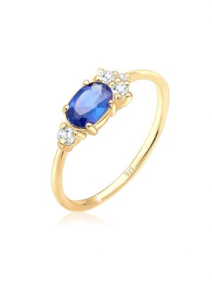 Ring Vintage Zirkonia Synthetischer Rubin 925 Silber Elli Premium Blau