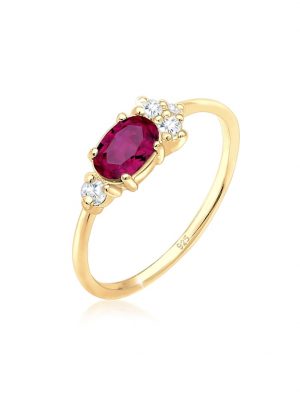 Ring Vintage Zirkonia Synthetischer Rubin 925 Silber Elli Premium Rot