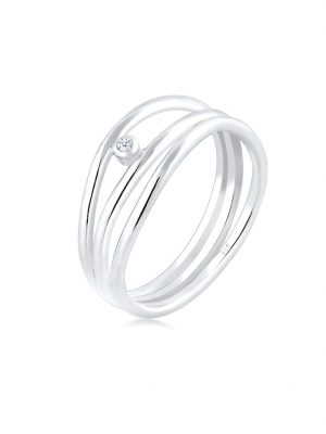 Ring Wickelring Asymmetrisch Diamant (0.015Ct.) Silber Elli DIAMONDS Silber