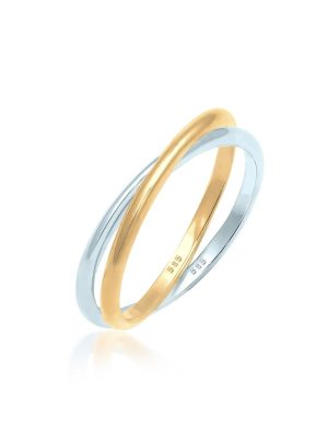 Ring Wickelring Bi-Color Zeitlos 585 Gelbgold Weißgold Elli Premium Gold