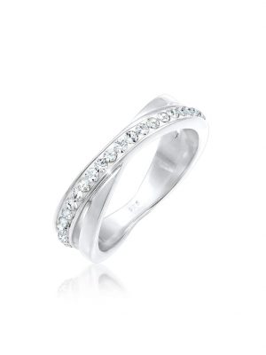 Ring Wickelring Zart Kristalle 925 Silber Elli Weiß