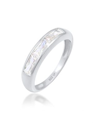 Ring Zirkonia Rechteck Funkelnd Verlobung 925 Silber Elli Silber