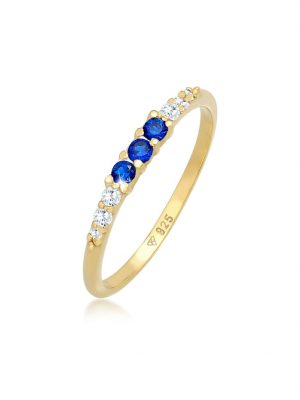 Ring Zirkonia Saphir Synthetisch 925 Silber Vergoldet Elli Gold