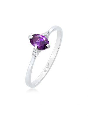 Ring Zirkonia Violett Oval Verlobung 925 Silber Elli Silber