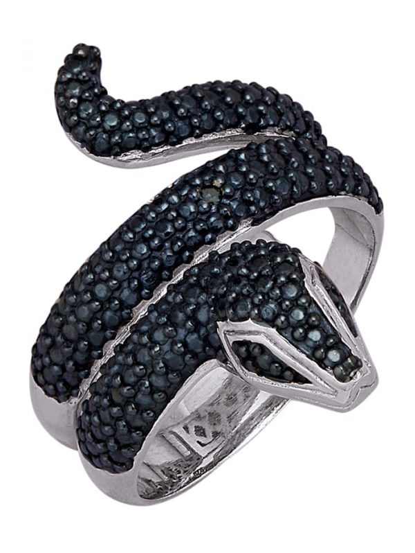 Schlangen-Ring mit 1 blauen Diamant Diemer Trend Blau