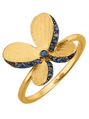 Schmetterling-Ring mit 15 Saphiren Diemer Farbstein Blau
