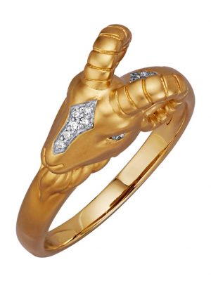 Widder-Ring mit Diamanten Diemer Diamant Gelbgoldfarben