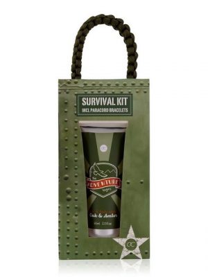 ACCENTRA Wellness-Pflegeset "Geschenkbox Adventure mit Survival Armband Männergeschenk Beautygeschenk", Geschenkbox, Survival Box, Wellness präsent, Badeset Männergeschenk, 1 Survival Armband und 60 ml Hair & Body Wash, für Männer, Gesicht, Körper und Haare