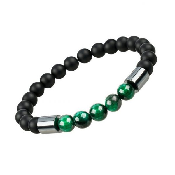 ALISH Perlenarmband "Soulprotect green / grüner Tigerauge und Hämatit / Chakra / Armband für Herren / 8 mm Perlen"