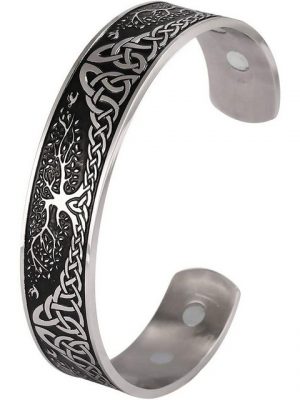 AcserGery Armband "Edelstahl Baum des Lebens Magnetfeld Therapie Energie Manschette Armband Gesundheit Heilung Bio Gesundheit Schmerzlinderung Manschette Schmuck Armbänder für Männer"