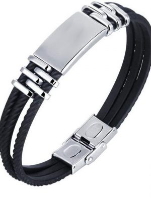 AcserGery Bettelarmband "Vatertagsgeschenke für Papa Herrenarmband Silikon schwarz Edelstahl geflochtenes Armband für Papa Vatergeschenk"