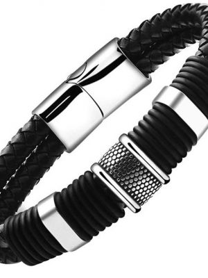 AcserGery Lederarmband "Mode Herren Armband Leder Herren Armband Armband Herren Jugend Geschenk Schwarz"