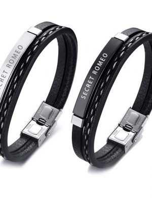 Alster Herz Armband "Herren Armband, mit Edelstahl-Details und "Secret Romeo" Gravur J0165"