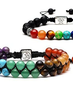 Alster Herz Armband Set "7-Chakra-Yoga-Armband, handgefertigt (J0270)" (7 verschiedenfarbige Steine), Chakra Steine