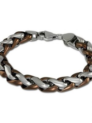 Amello Edelstahlarmband "ESAC01N2 Amello geflochten Armband bronzefarben" (Armband), Herren Armband, Edelstahl (Stainless Steel), vergoldet (Rosegold 333), Farbe: bronzefarben, silberfarben, stahlfarben glänzend, roségold