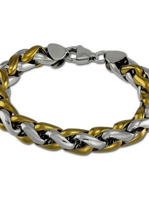 Amello Edelstahlarmband "ESAC01Y2 Amello geflochten Armband vergoldet" (Armband), Armband (geflochten) ca. 21,5cm, Edelstahl (Stainless Steel), vergoldet (Gelbgold 333), Farbe: silber, stahlfarben glänzend, gelb gold