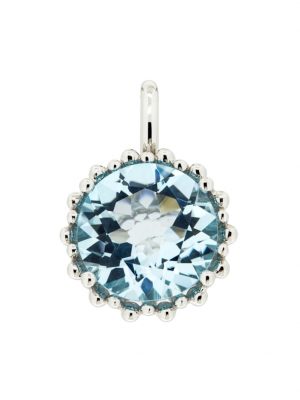 Anhänger 585/- Gold Blautopas (beh) blau 2,1cm Glänzend Orolino Silbergrau