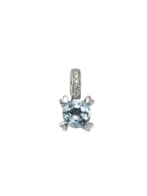Anhänger 585/- Weißgold Topas Brillanten 585/- Gold Blautopas beh. blau 1,6cm Glänzend 0,07ct Orolino Silbergrau