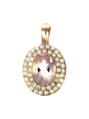Anhänger 750/- Gold Morganit braun Morganit 1,6cm Glänzend 2,08ct. Creazione Bijoux Rot