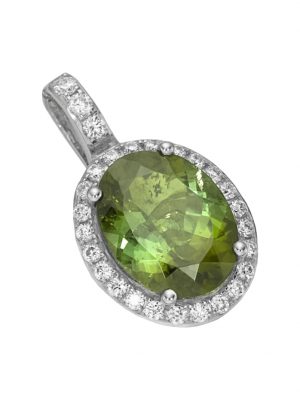 Anhänger 750/- Gold Turmalin grün Turmalin 1,7cm Glänzend 1,84ct. Creazione Bijoux Weiß