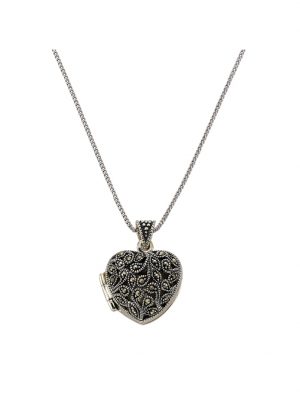 Anhänger mit Kette 925/- Sterling Silber Markasit schwarz 45cm Rhodiniert ZEEme Schwarz