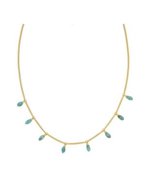 Anhänger mit Kette 925/- Sterling Silber Türkis grün 42+3cm Glänzend ZEEme Gelb