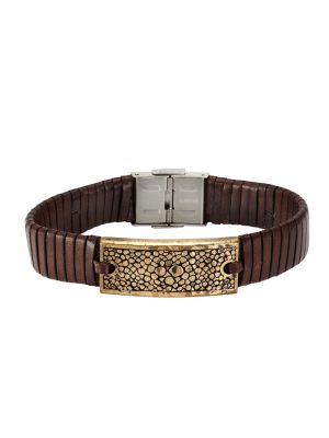 Armband Edelstahl 21cm Strukturiert nox Braun