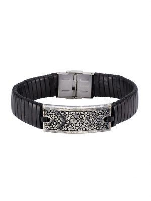 Armband Edelstahl 21cm Strukturiert nox Schwarz