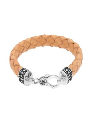 Armband mit Ornament, teilweise oxydiert, Leder naturfarben, Silber 925 Giorgio Martello Beige