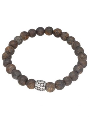 Armband mit Steinkugeln, Edelstahl Jacques Charrel Braun