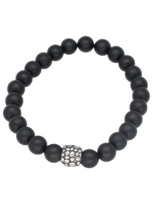 Armband mit Steinkugeln, Edelstahl Jacques Charrel Schwarz