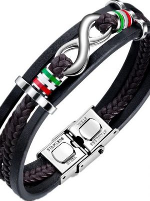 BEARSU Armband "Herren Armband Leder Armreif schwarz Lederarmband für Männer, geflochten Infinity Echtleder Breites Wickelarmband Tolles Geschenke" (1-tlg)