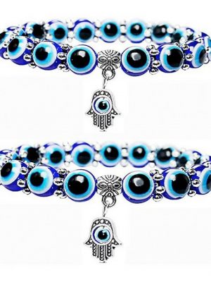 BEARSU Perlenarmband "Evil Eye Armbänder für Frauen, 2er-Pack blaue Evil Eye Armbänder, Glücksarmbänder für Mädchen, Stretch-Armbänder für Frauen, bringen Glück und Wohlstand, Viel Glück Unisex-Armbänder" (2-tlg)